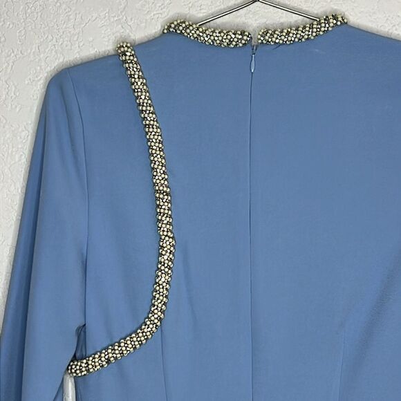 NWT SIMKHAI Katharine Embroidery Cut-out Mini Dress French Blue Size 4 - Picture 7 of 16